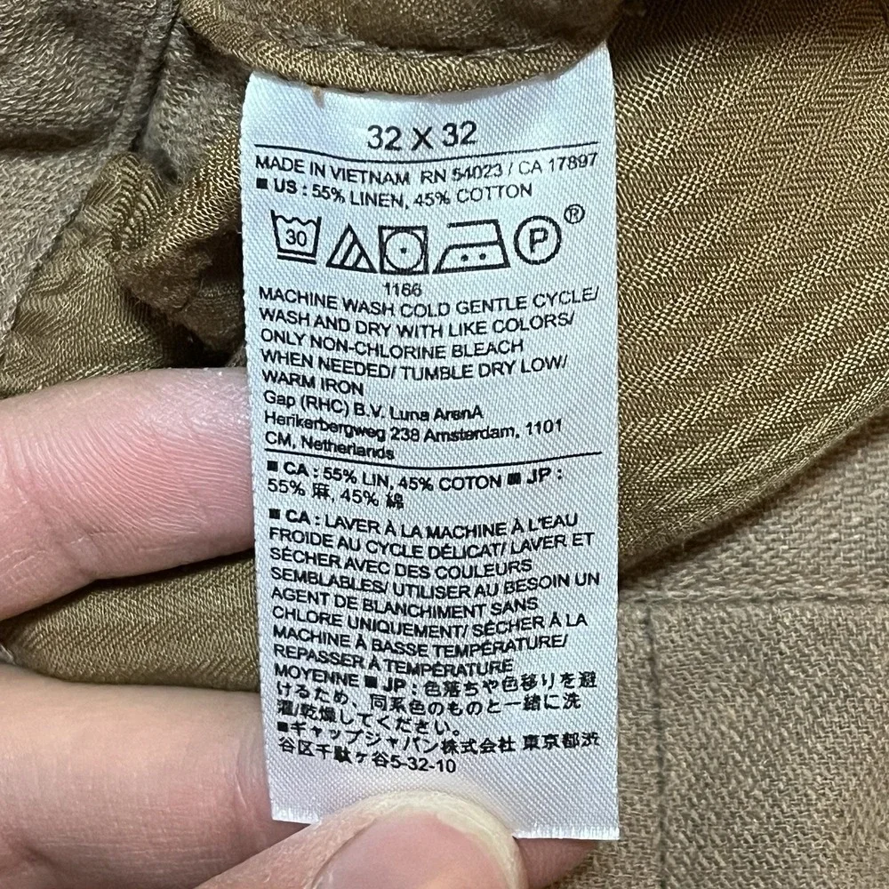 Banana Republic Pants Mens 32x32 (33x30) Tan Beige Slim Fit LINEN Blend Preppy